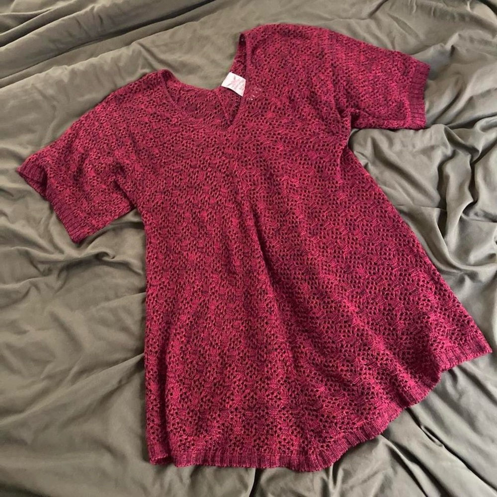 Dark red knit blouse